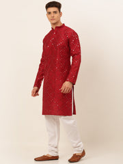 Maroon Mirror Work Kurta Pyjama (JOKP 659 Maroon )