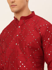 Maroon Mirror Work Kurta Pyjama (JOKP 659 Maroon )