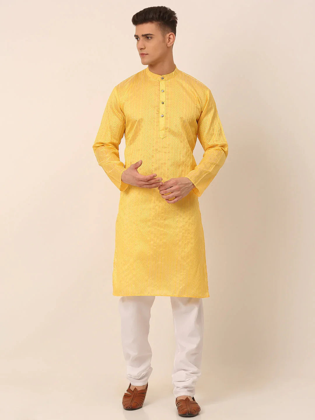 DesiQlo Men Ethnic Set - Yellow - JOKP_661Yellow_S