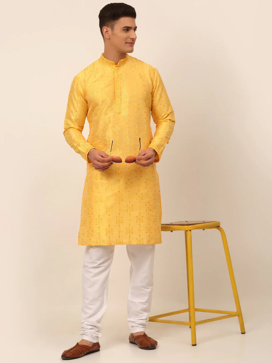 DesiQlo Men Kurta Only - Yellow - KO_665Yellow_S