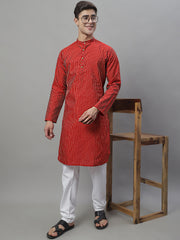 Men Maroon Embroidered Kurta with Pyjamas-JOKP-666