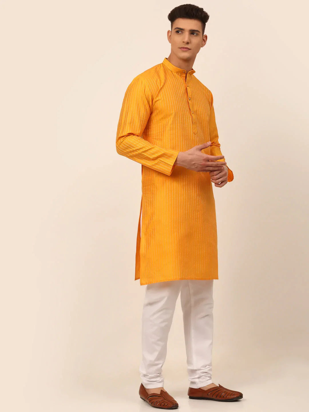 DesiQlo Men Kurta Only - Yellow - KO_666Mustard_S
