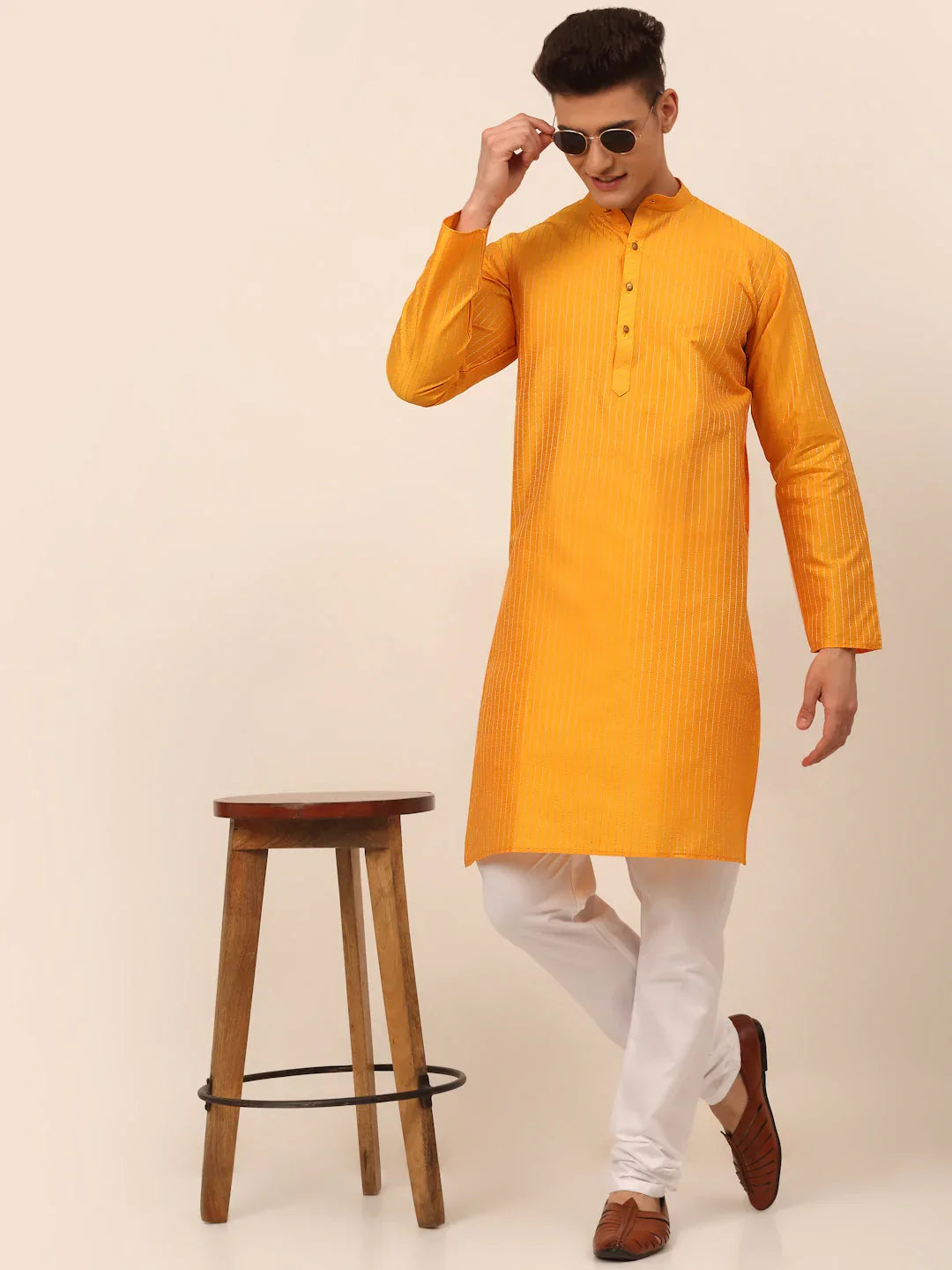 DesiQlo Men Kurta Only - Yellow - KO_666Mustard_S