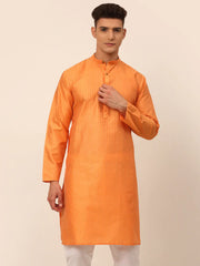 Men Peach Striped Pleated Chikankari Kurta Only ( KO 666 Peach )