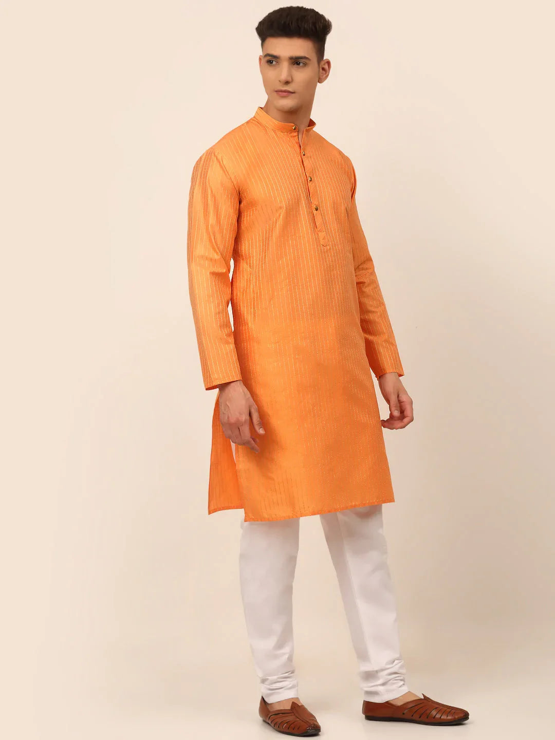 DesiQlo Men Kurta Only - Orange - KO_666Peach_S