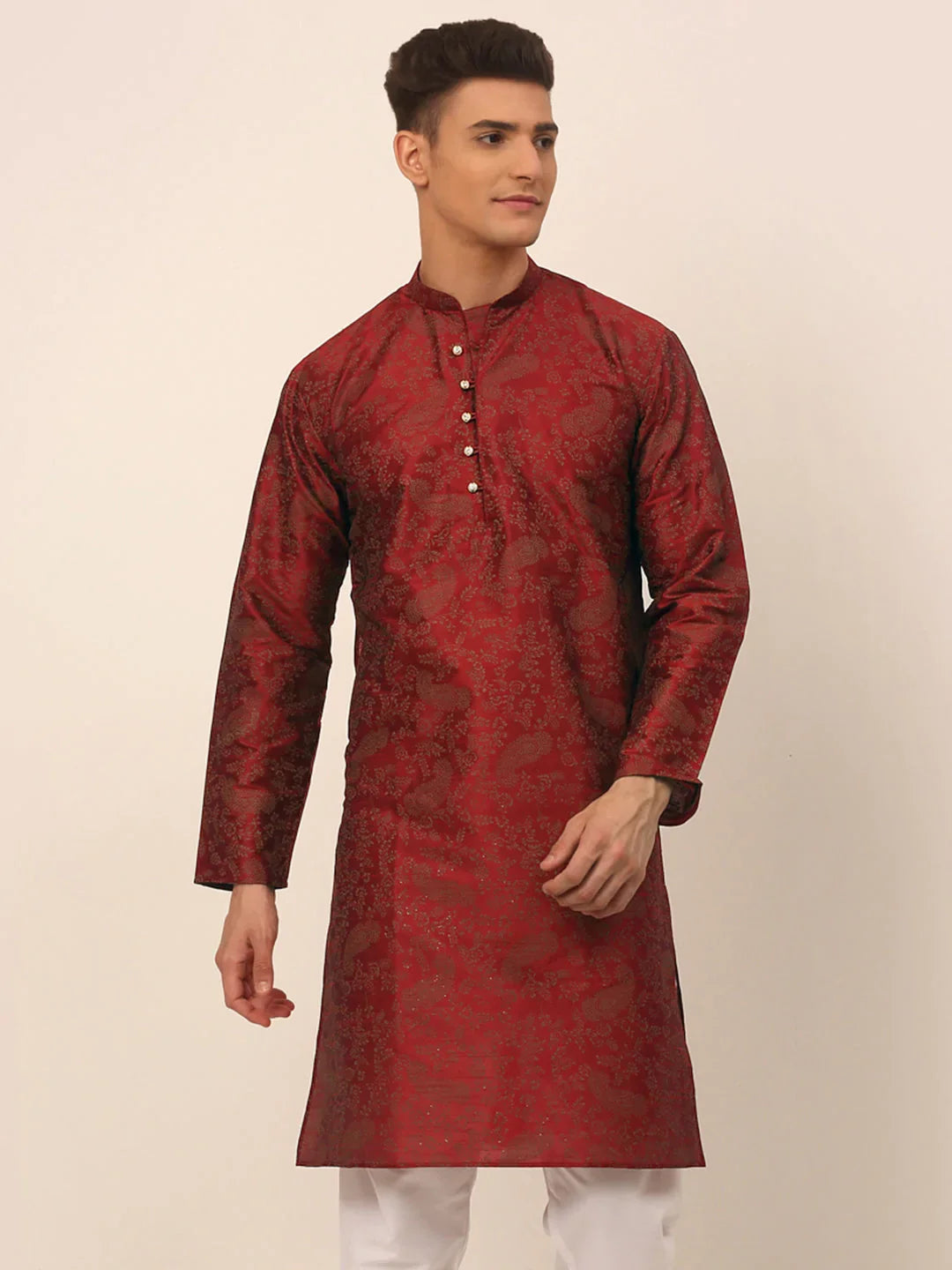 DesiQlo Men Kurta Only - Maroon - KO_667Maroon_S