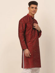Men Maroon Paisley Printed Kurta Only ( KO 667 Maroon )