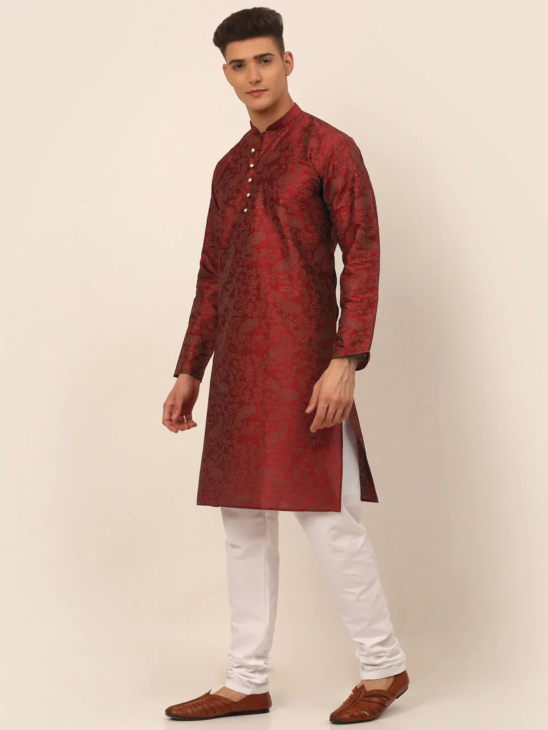 DesiQlo Men Kurta Only - Maroon - KO_667Maroon_S