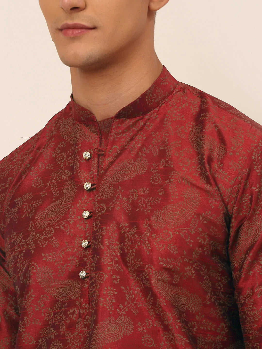 DesiQlo Men Kurta Only - Maroon - KO_667Maroon_S