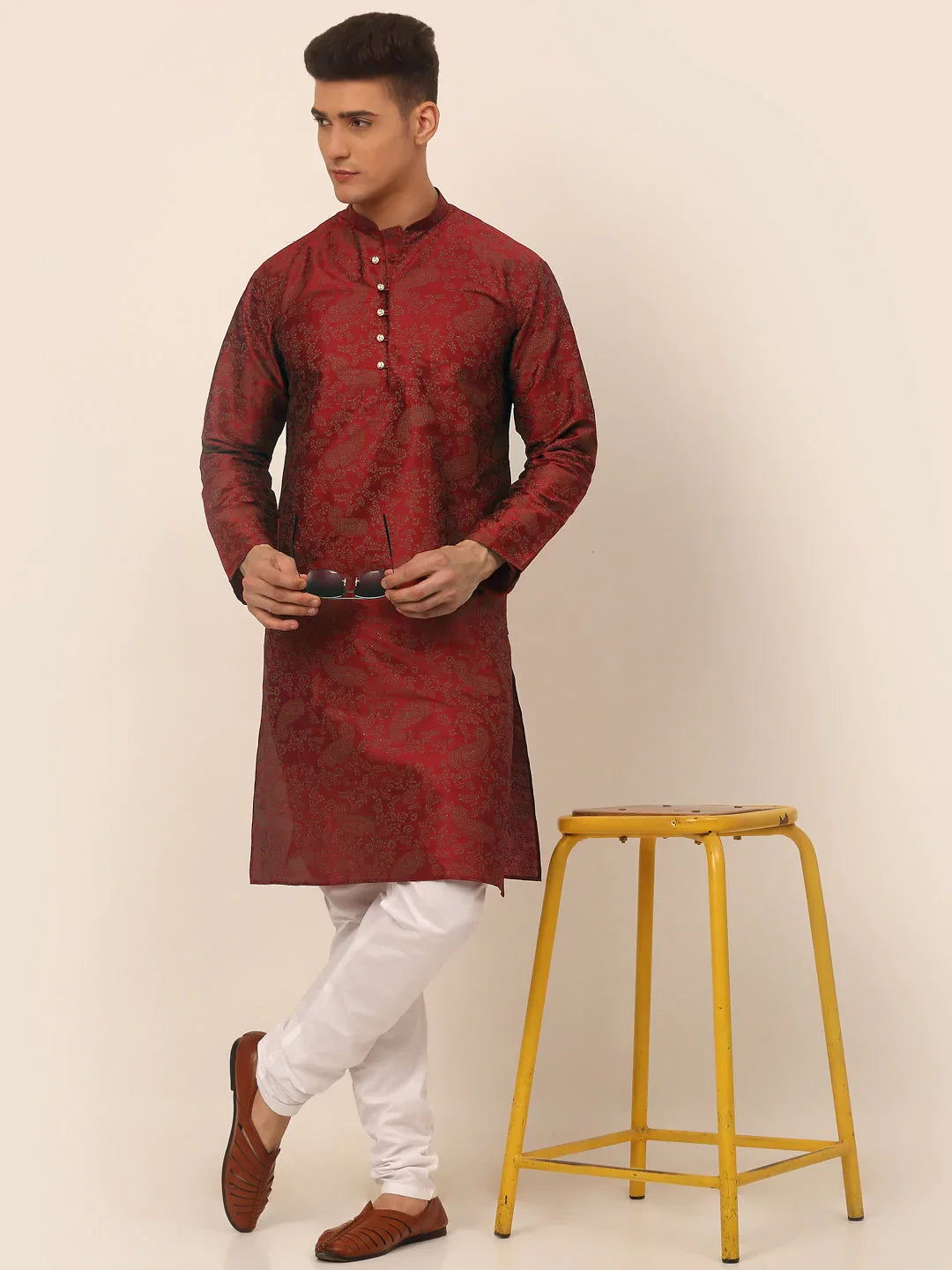 DesiQlo Men Kurta Only - Maroon - KO_667Maroon_S