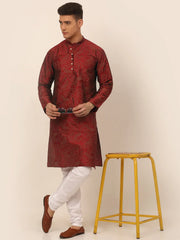 Men Maroon Paisley Printed Kurta Only ( KO 667 Maroon )