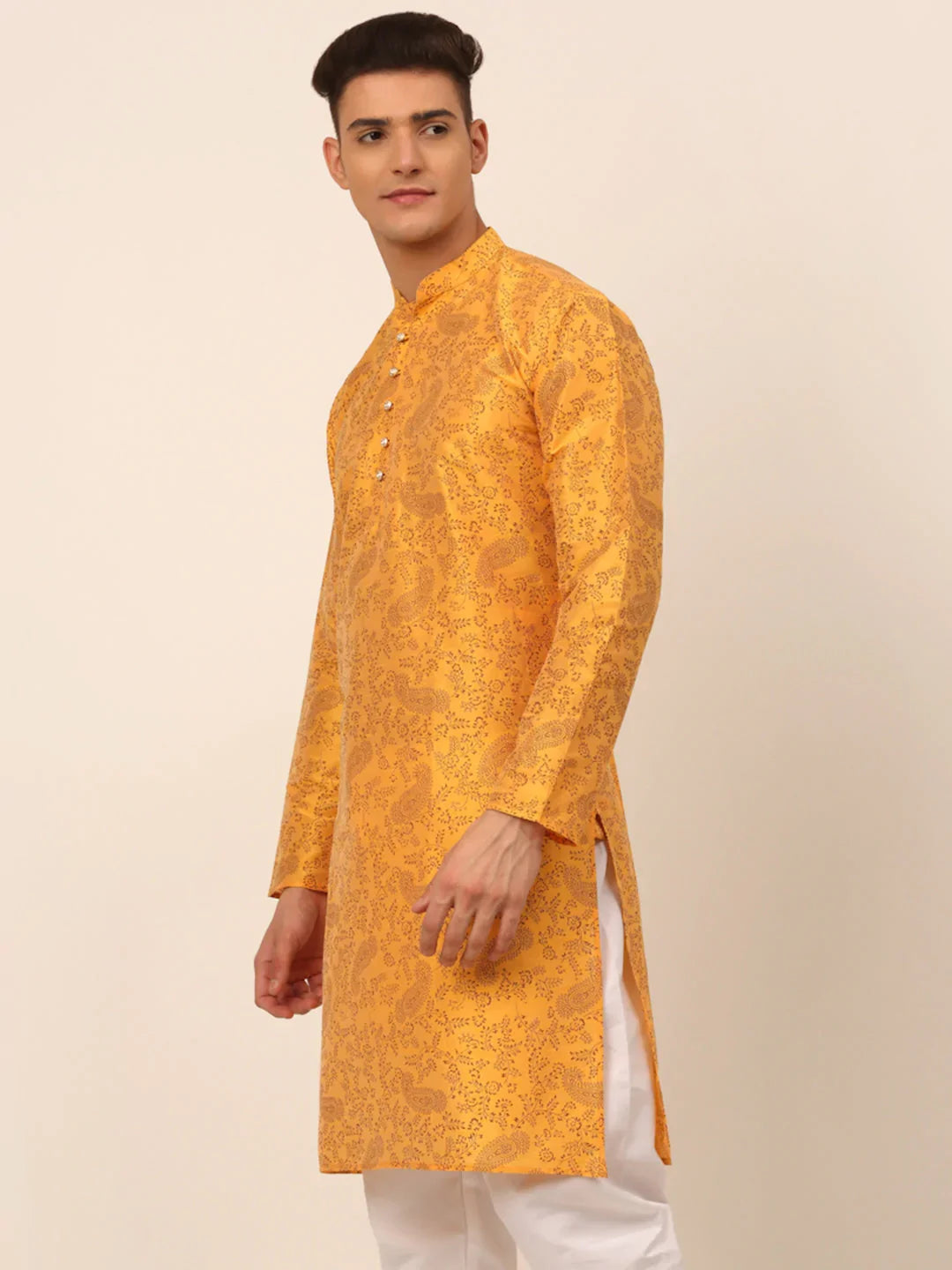 DesiQlo Men Kurta Only - Yellow - KO_667Mustard_S