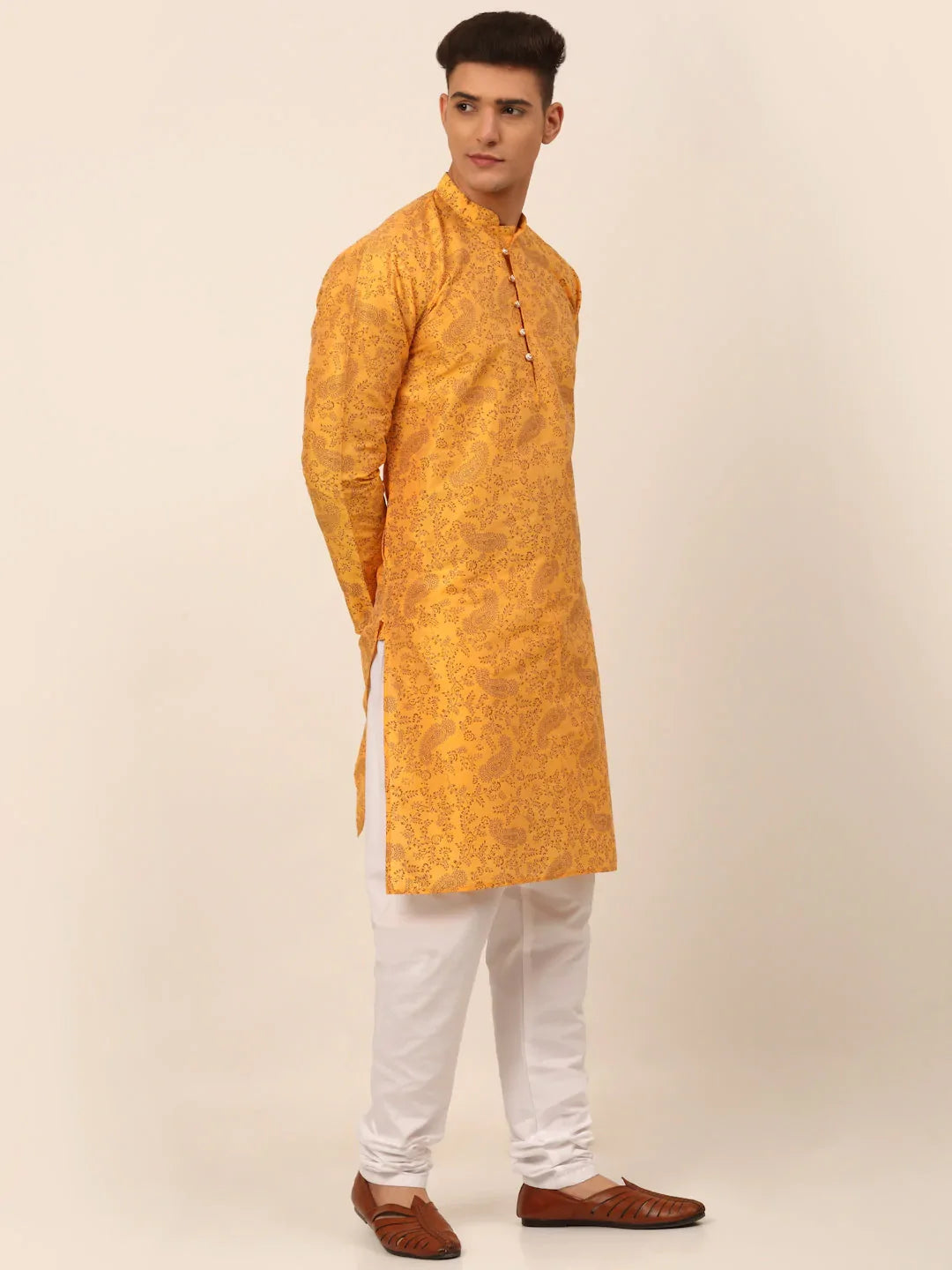 DesiQlo Men Kurta Only - Yellow - KO_667Mustard_S
