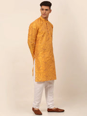 Men Mustard Paisley Printed Kurta Only ( KO 667 Mustard )