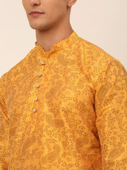 Men Mustard Paisley Printed Kurta Only ( KO 667 Mustard )