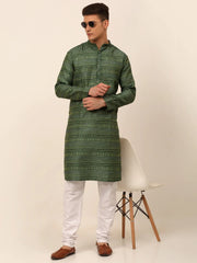 Men Printed Sequinned Kurta Only ( KO 668 Green )