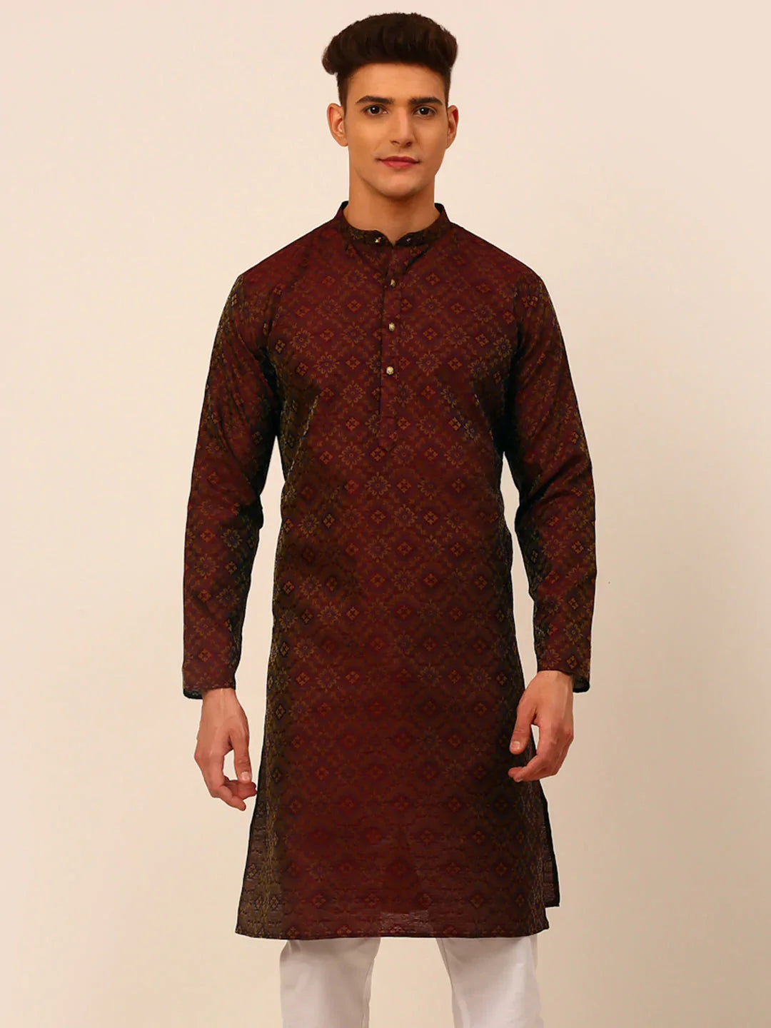 DesiQlo Men Kurta Only - Maroon - KO_669Maroon_S