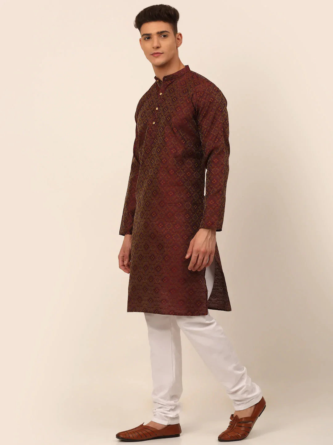 DesiQlo Men Ethnic Set - Maroon - JOKP_669Maroon_S
