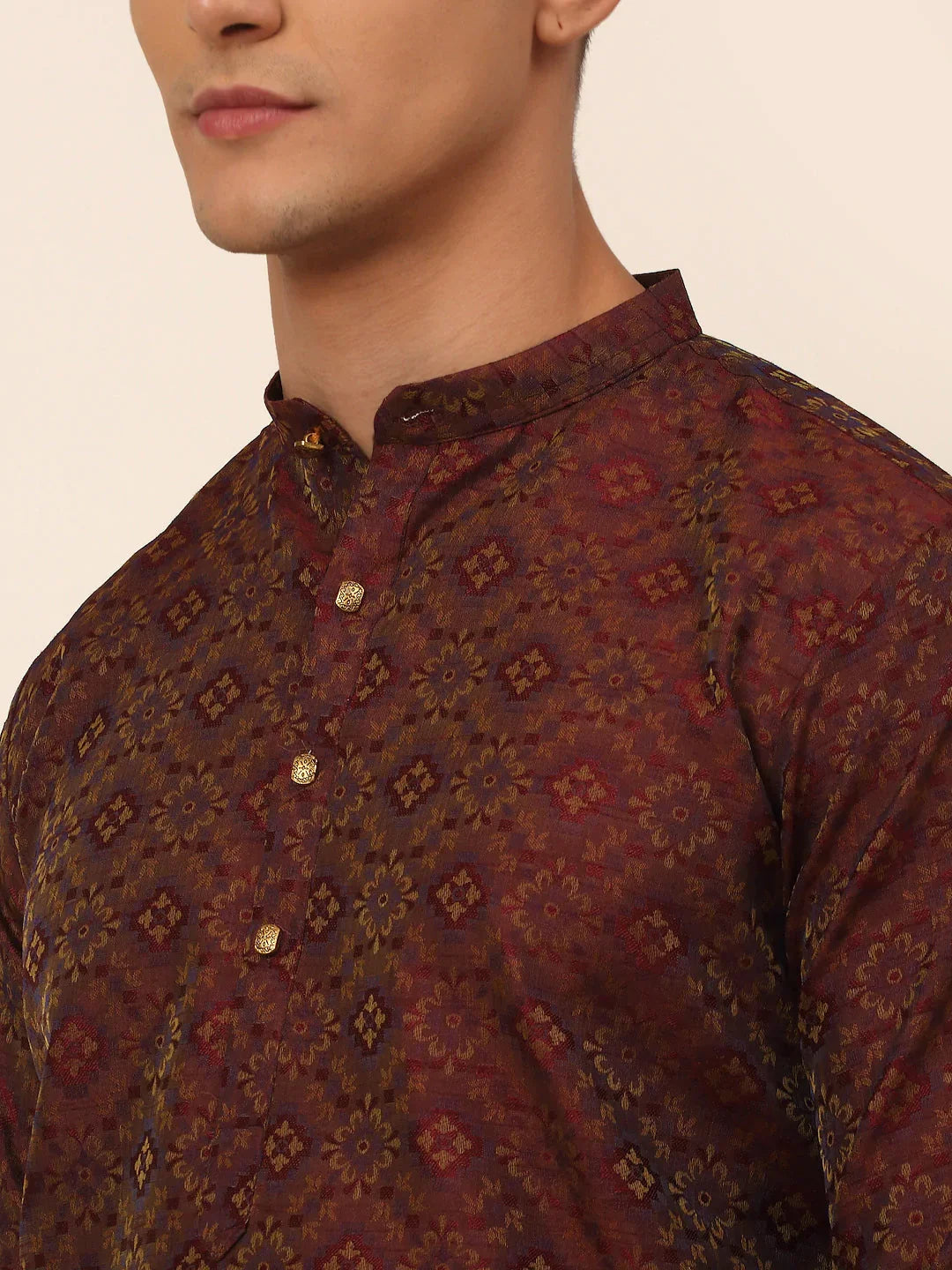 DesiQlo Men Kurta Only - Maroon - KO_669Maroon_S