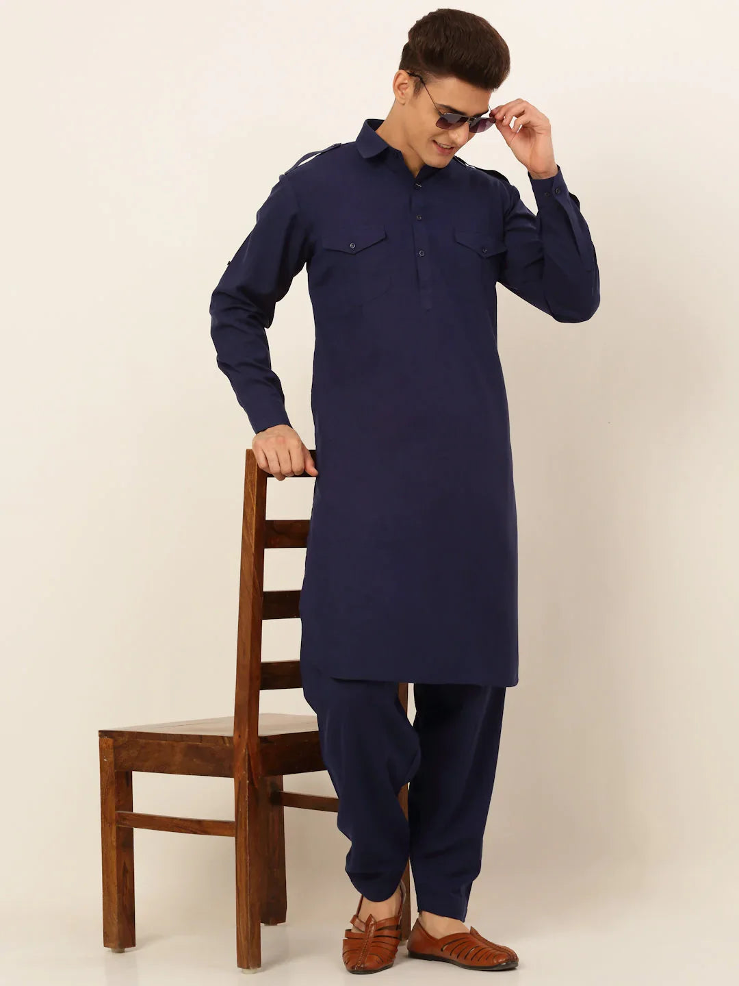 DesiQlo Men Ethnic Set - Blue - JOKP_670Navy_S