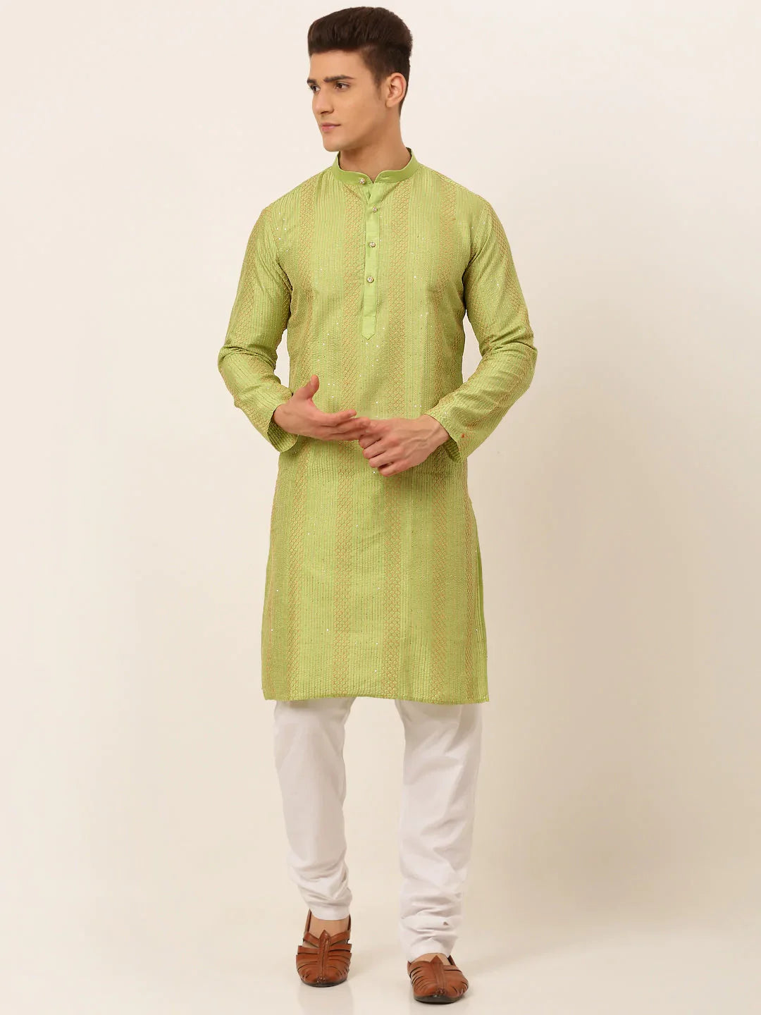 DesiQlo Men Ethnic Set - Green - JOKP_671Pista_S