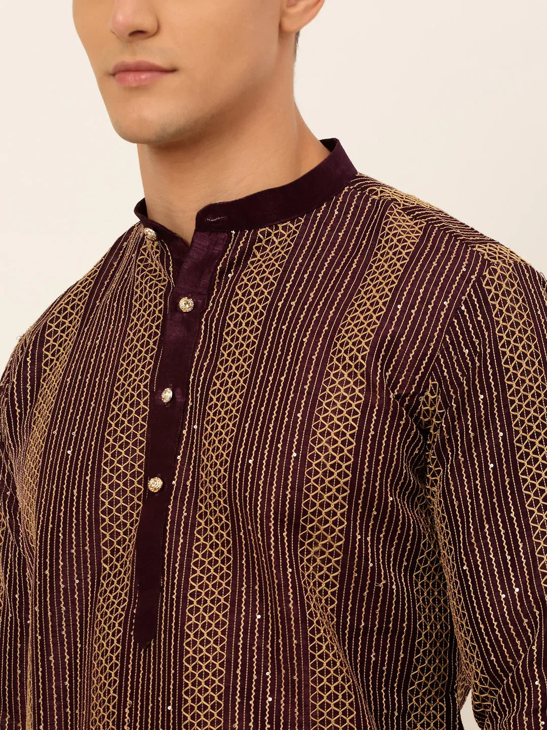 DesiQlo Men Ethnic Set - Purple - JOKP_671Purple_S