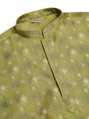 DesiQlo Men's Green Collar Embroidered Woven Design Kurta Pajama ( JOKP 672 Green )