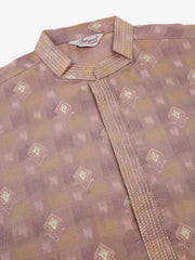DesiQlo Men's Pink Collar Embroidered Woven Design Kurta Pajama ( JOKP 672 Pink )