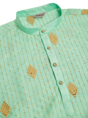 DesiQlo Men Sky Blue Embroidered Sequinned Kurta with Churidar ( JOKP 673 Sky )