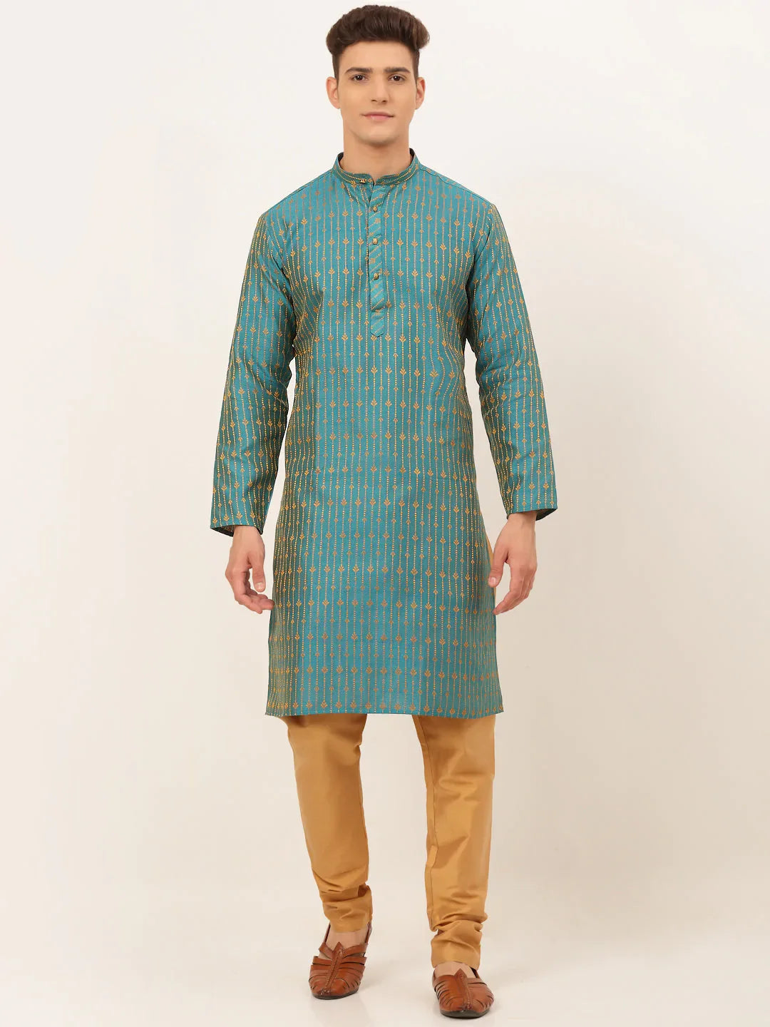 DesiQlo Men's Blue Embroidered Kurta Payjama Sets ( JOKP 676 Blue )