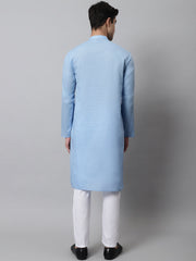 Men's Light blue Cotton Striped Kurta Payjama Sets ( JOKP 679Light-Blue )-JOKP-679