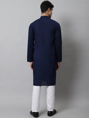 Men's Navy Blue Cotton Striped Kurta Payjama Sets ( JOKP 679Navy )-JOKP-679