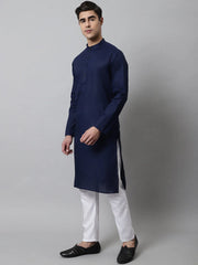Men's Navy Blue Cotton Striped Kurta Payjama Sets ( JOKP 679Navy )-JOKP-679