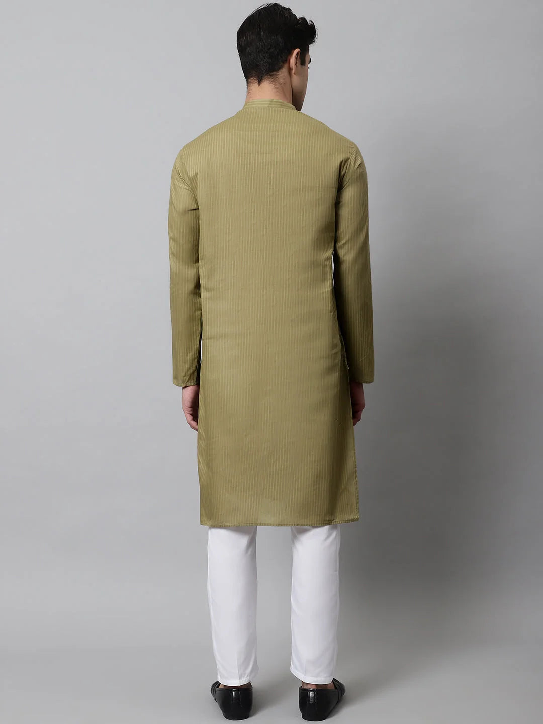 Olive Green Cotton Mens Kurta Pajama Set | Stylish Pathani