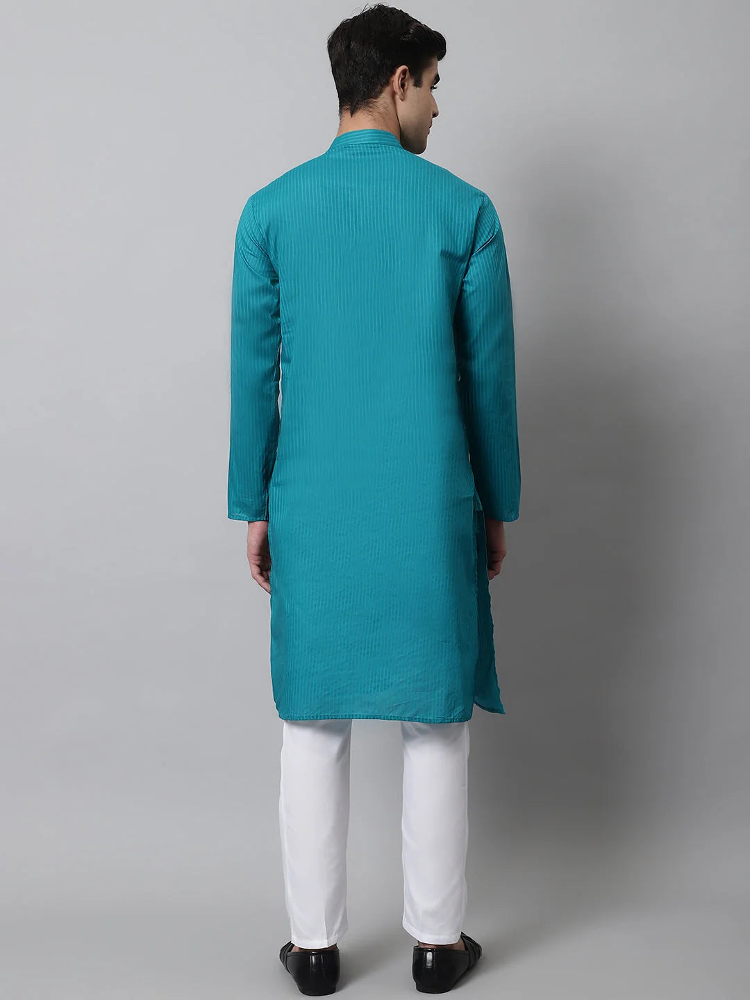 Teal Blue Cotton Mens Kurta Pajama Set | Stylish Ethnic Wear