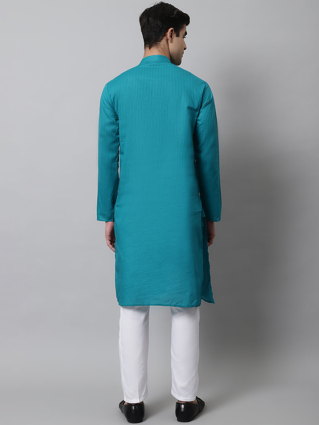Teal Blue Cotton Mens Kurta Pajama Set | Stylish Ethnic Wear