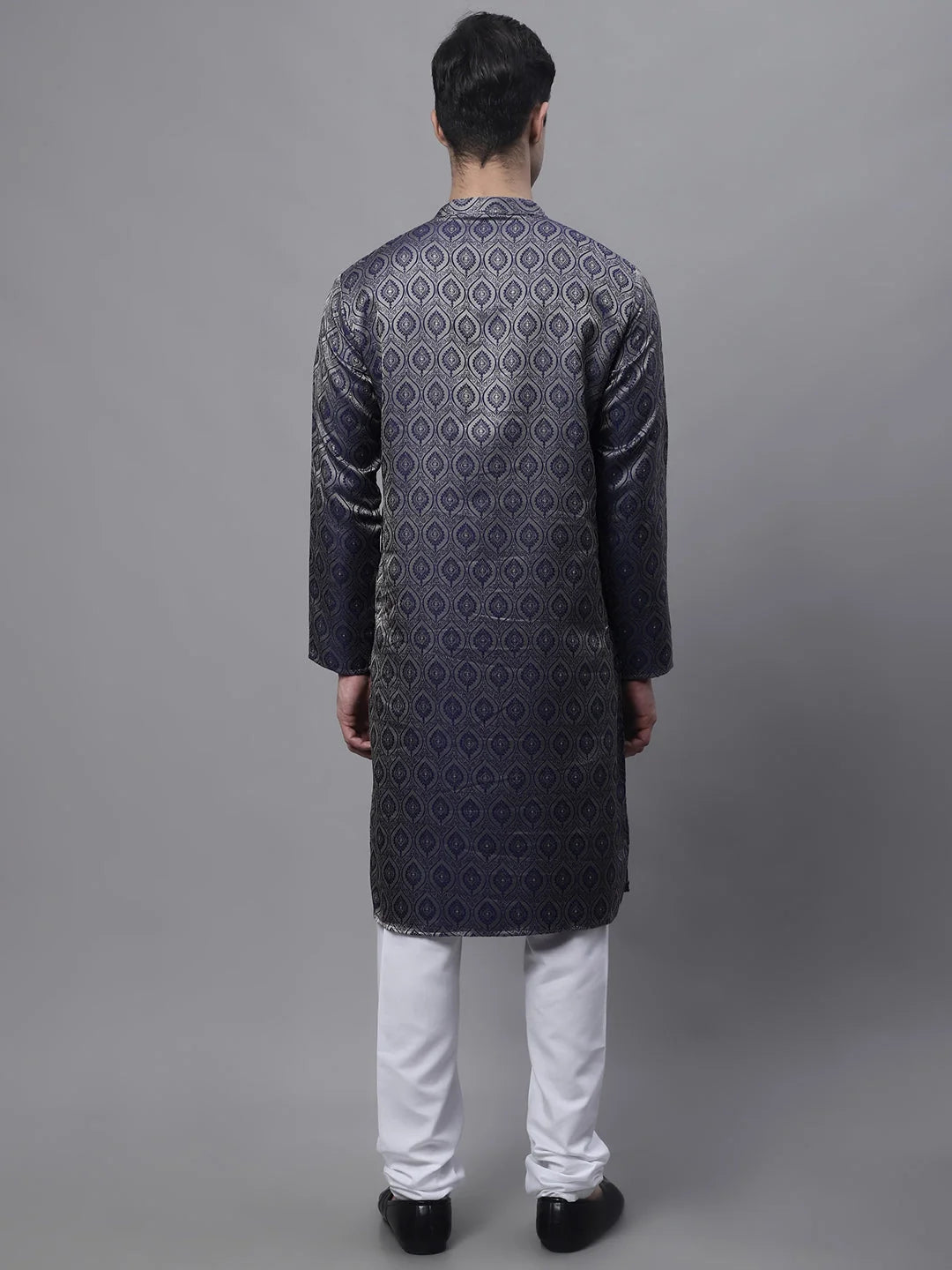 Shop Navy Blue Woven Design Mens Kurta Pajama Set | Ethnic Wear