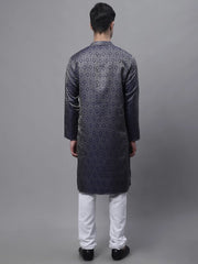 Men Ethnic Navy Blue Woven Design Kurta with Pyjamas