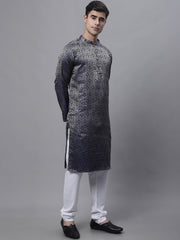 Men Ethnic Navy Blue Woven Design Kurta with Pyjamas