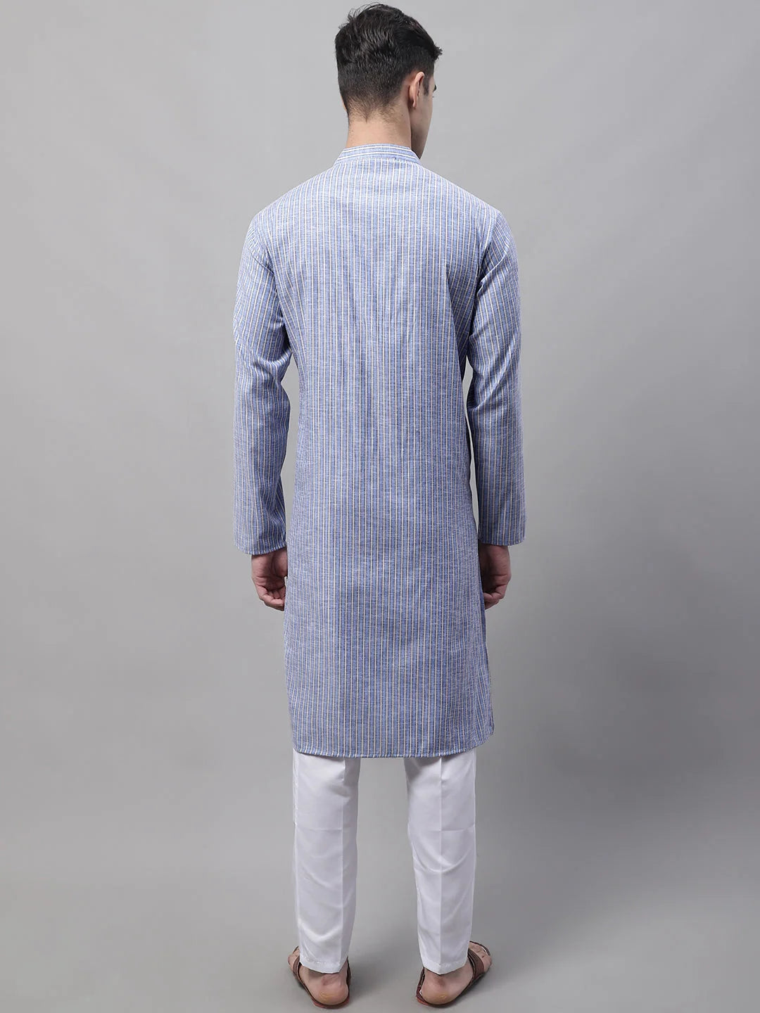 Blue & White Striped Mens Kurta Pajama Set | Ethnic Style