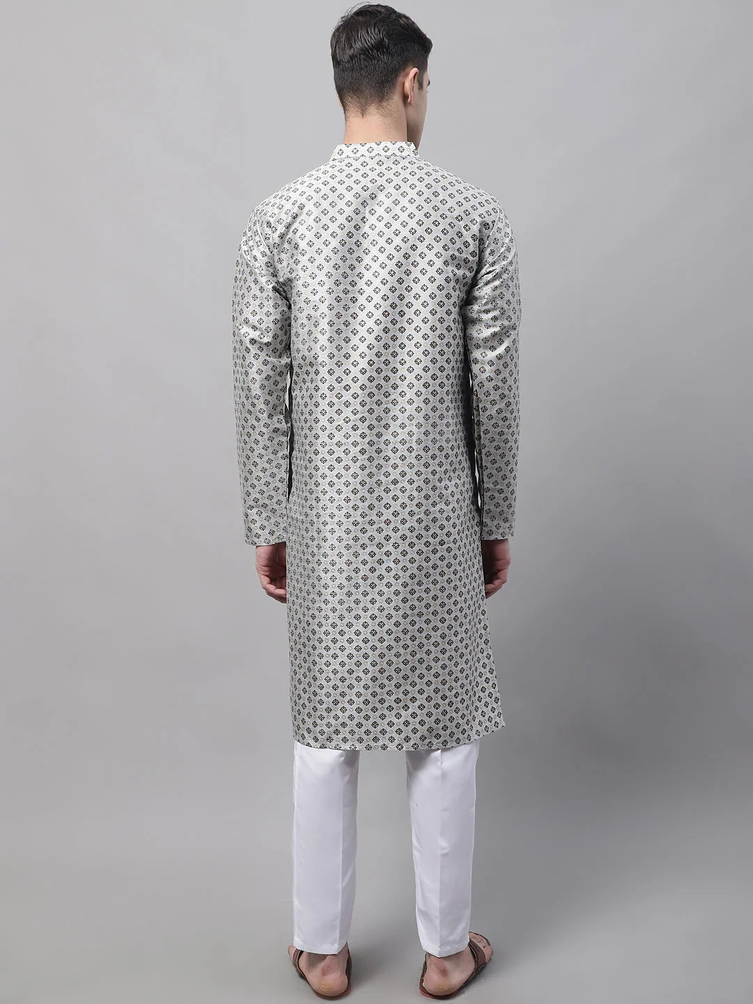 Grey Silk Blend Kurta Pajama Set | Mens Kurta Pajama