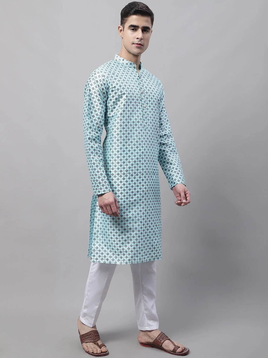 Sky Blue Kurta Pajama Set | Cotton Mens Kurta Pajama