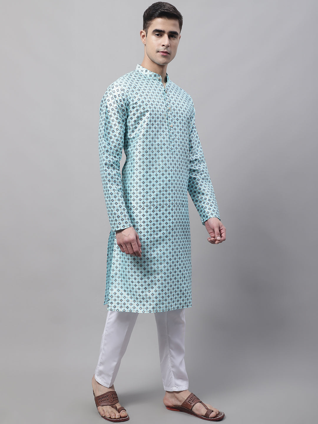Sky Blue Kurta Pajama Set | Cotton Mens Kurta Pajama