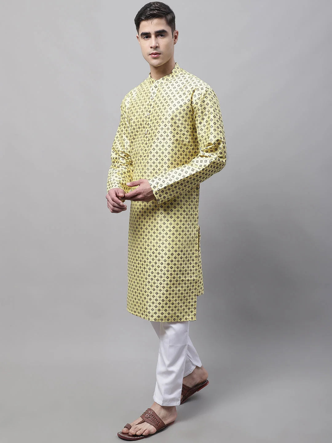 Yellow Kurta Pajama Set | Cotton Mens Kurta Pajama Styles