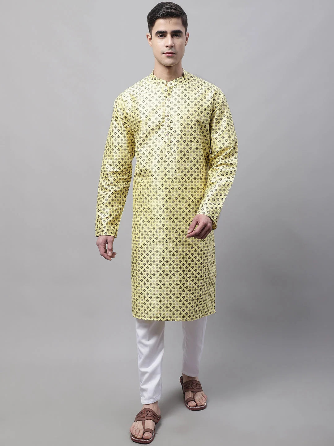 Yellow Kurta Pajama Set | Cotton Mens Kurta Pajama Styles