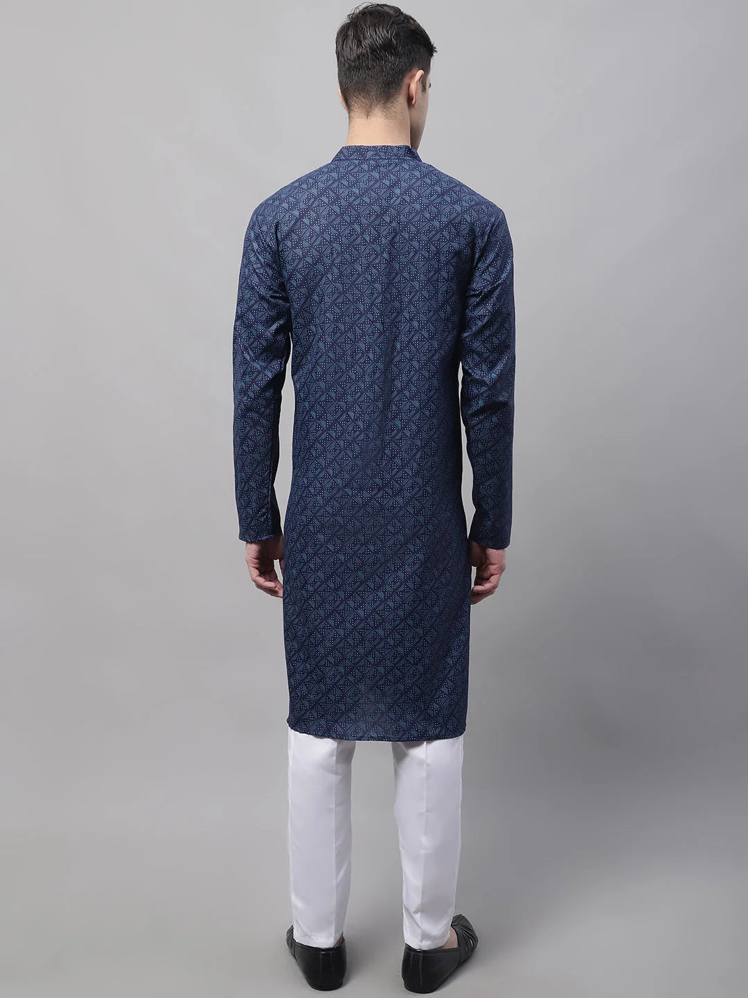 Navy Blue Cotton Kurta Pajama Set | Mens Kurta Pajama