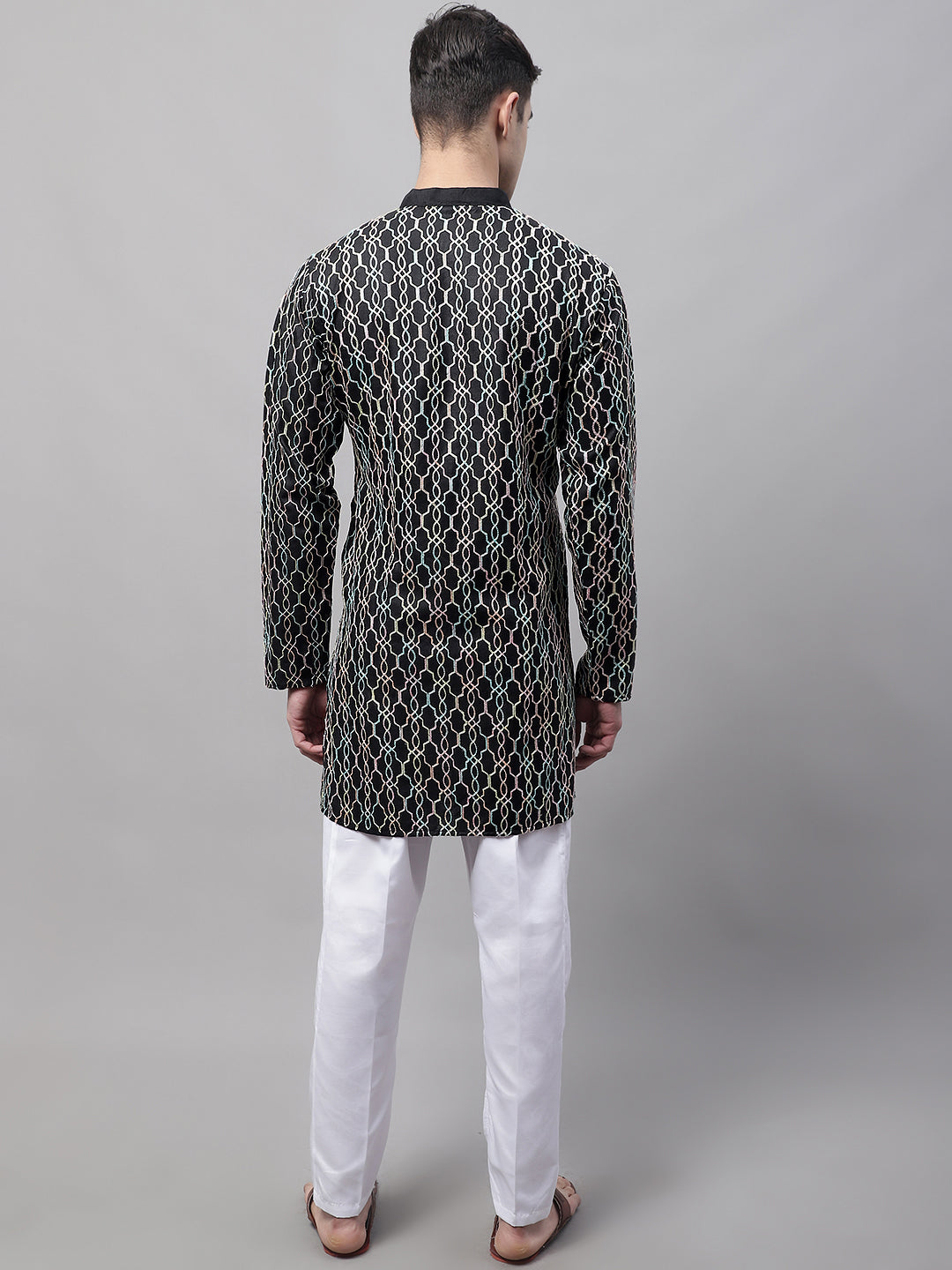 Black Embroidered Kurta Pajama Set | Mens Kurta Pajama Set