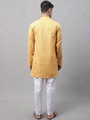 Men's Mustard and Multi Coloured Embroidered Straight Kurta Pyjama Set-JOKP-689