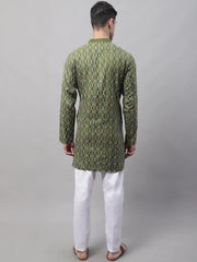 Men's Olive Green and Multi Coloured Embroidered Straight Kurta Pyjama Set-JOKP-689