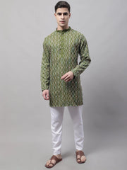 Men's Olive Green and Multi Coloured Embroidered Straight Kurta Pyjama Set-JOKP-689